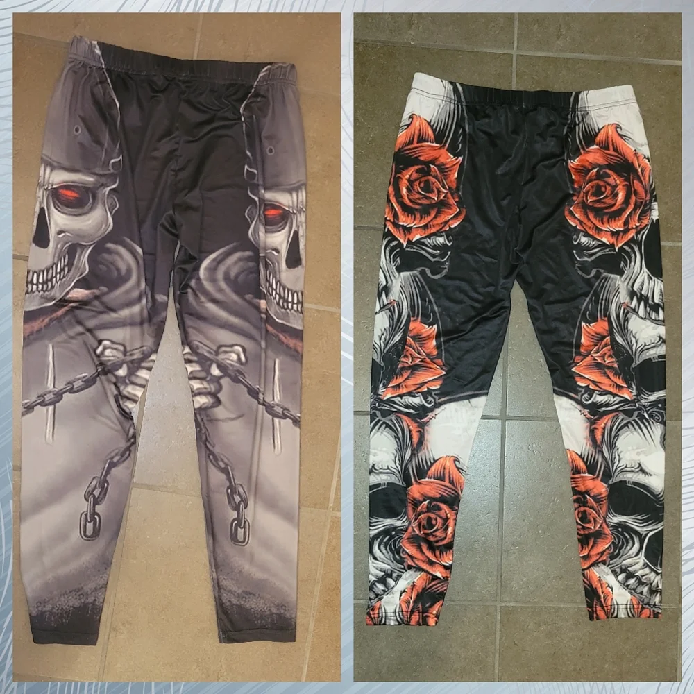 SKULL โ ๏ธ & ๐ฅ ROSES LEGGINGS <> SET OF 2 - Picture 3 of 16